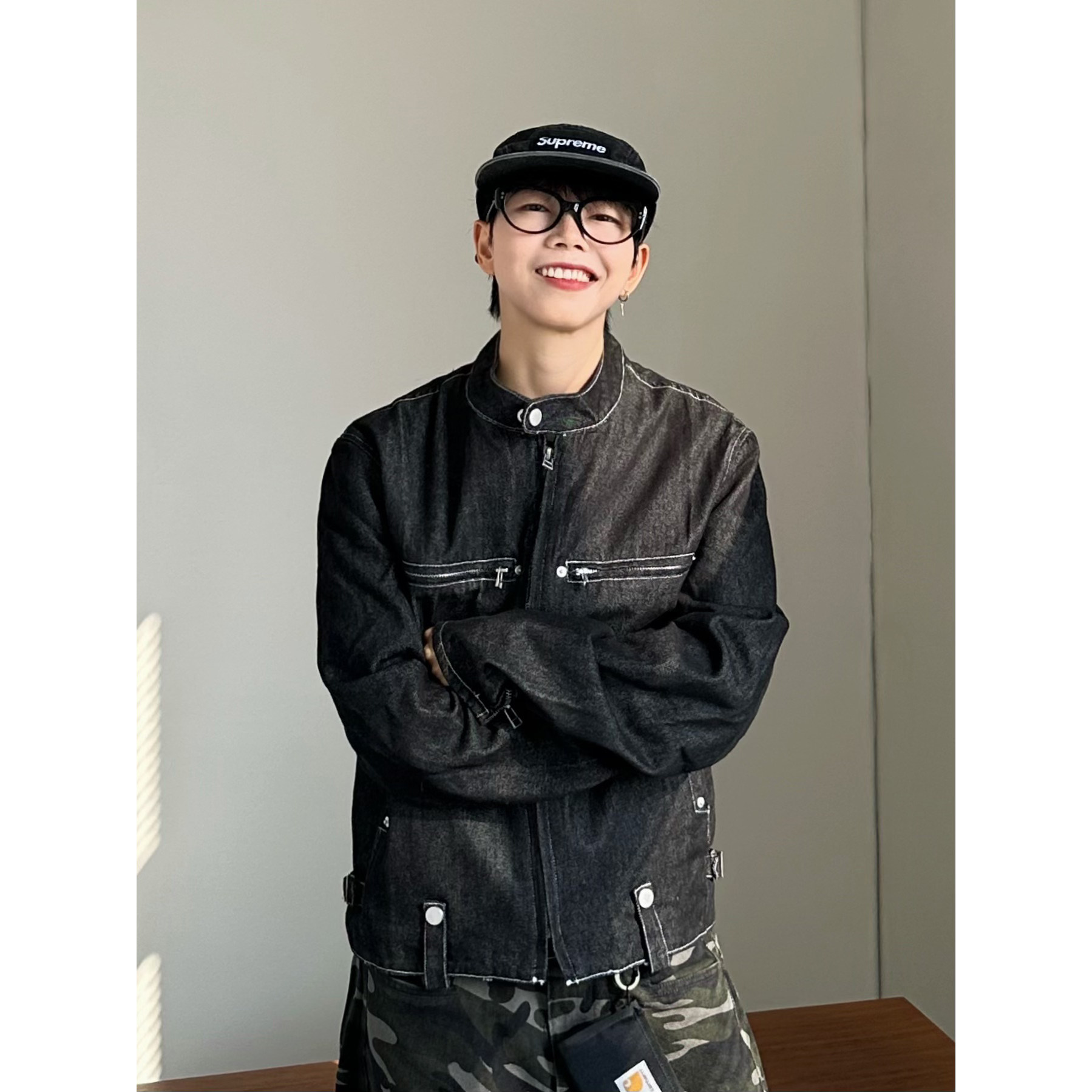 XBRO美式复古解构设计原色牛仔夹克男女短款小众秋季铆钉立领外套