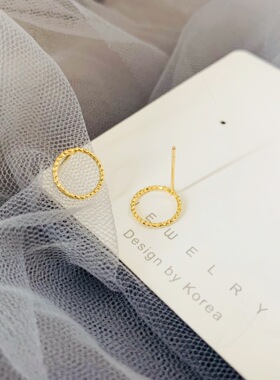 s925银针小巧麻花圆圈耳钉韩版气质简约ins冷淡风耳饰小清新耳环