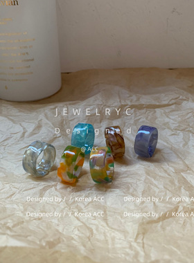 东大门韩国亚克力树脂开口戒指