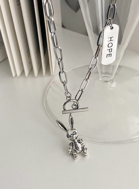 日韩新品网红ins朋克风小兔嘻哈双层项链时尚百搭毛衣链学生颈链