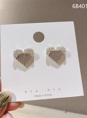 【925银针】网红ins新款耳环潮耳钉女爱心简约小巧冷淡风耳饰品