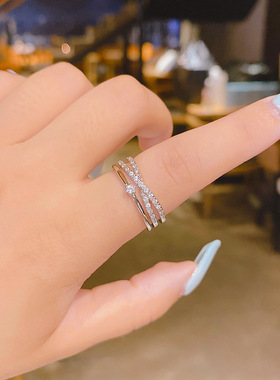 真金电镀网红戒指女时尚个性指环潮人尾戒开口食指戒戒指