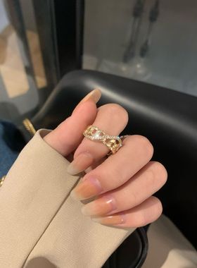 真金高级感锆石麻花戒指小众轻奢