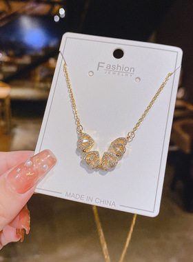 【真金电镀】铜微镶锆石新品冷淡风锁骨链爱心好搭小清新项链女