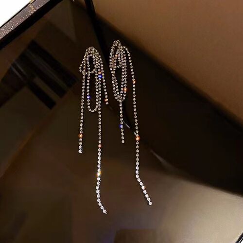 925银针韩国网红流苏耳环2022新品潮长款高级感耳坠夸张大耳饰女