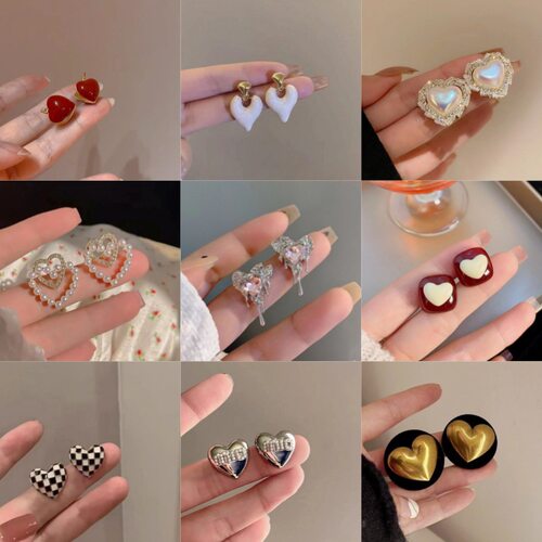 时尚ins风珍珠爱心耳环女精致百搭高级感耳钉925银针爆款耳饰