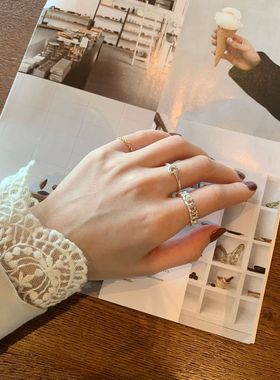 开口可调节真金ins潮风食指环