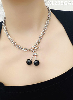 钛钢黑色酷帅风百搭ins锁骨链