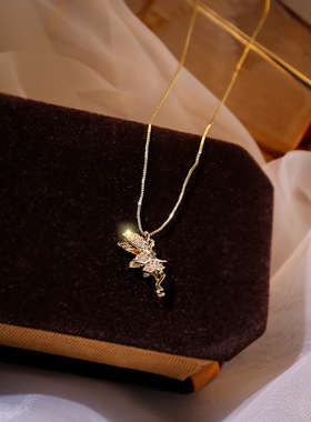 【真金电镀】铜微镶锆石可爱韩版网红甜美天使2021新品项链女