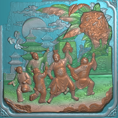 348人物扫描图 精雕图 寺庙古建浮雕图宗祠 佛庙夺魁石雕图