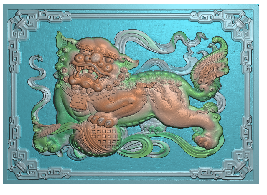 精品浮雕图 扫描图精雕图灰度图 单狮戏球 祥狮献瑞 古建石雕图11