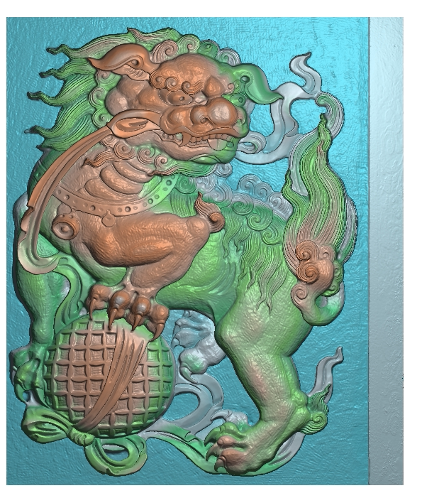 精品浮雕图 扫描图精雕图灰度图 单狮戏球 祥狮献瑞 古建石雕图12