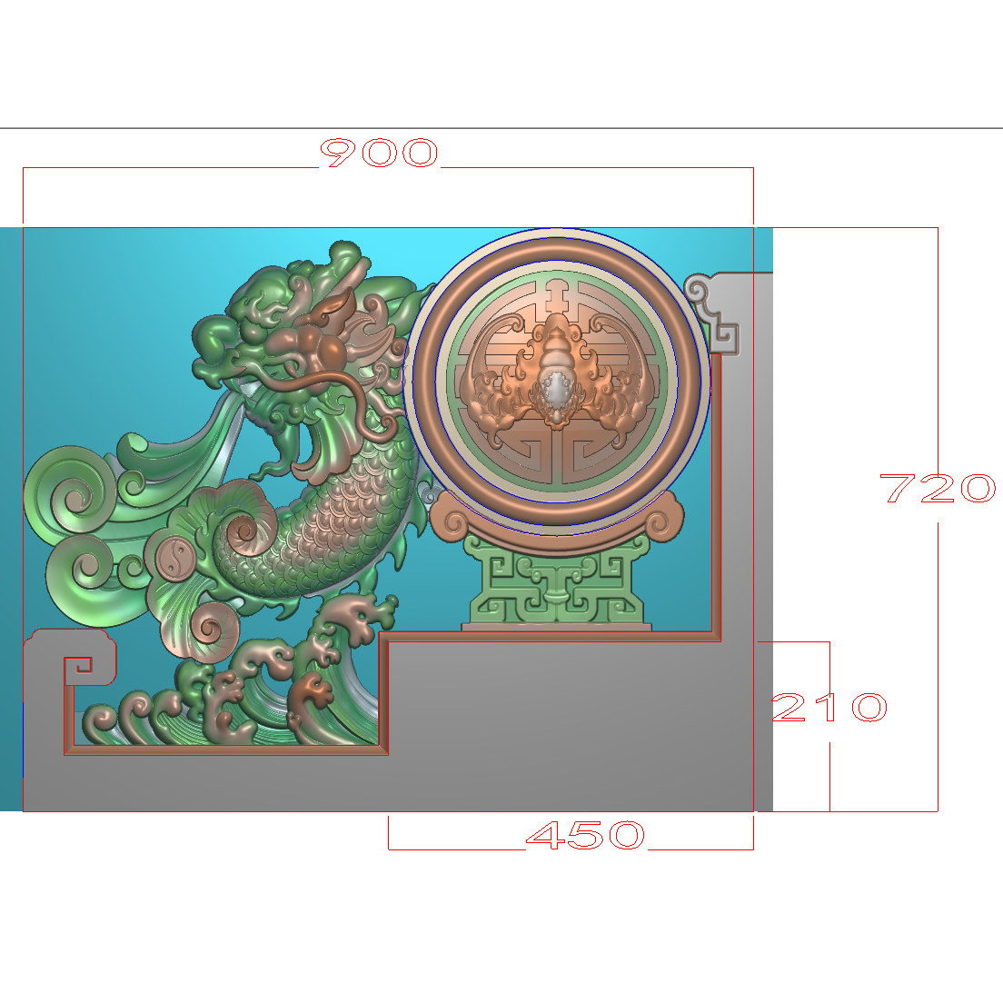抱鼓石鼓精雕图 龙鱼抱鼓 栏板门墩雕花古建寺庙灰度图 修图改图