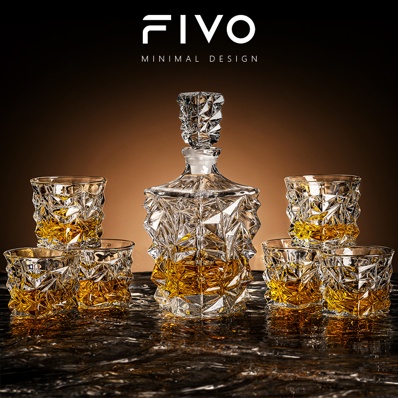 FIVO轻奢高档威士忌酒杯套装水晶玻璃白兰地洋酒杯子酒壶酒樽酒具