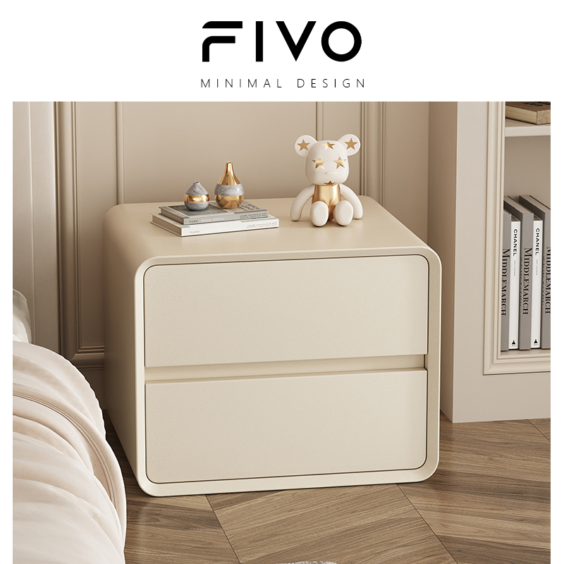 FIVO实木床头柜新款简约现代小型轻奢高级感奶油风卧室家用床边柜