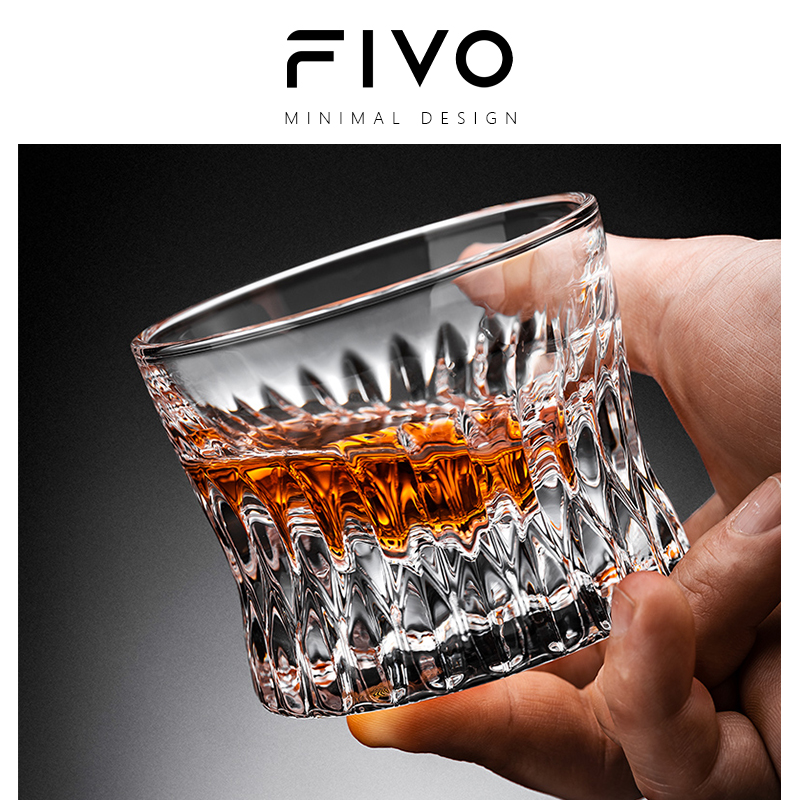FIVO威士忌酒杯啤酒杯子套装洋酒杯轻奢高档无铅水晶玻璃杯高级感