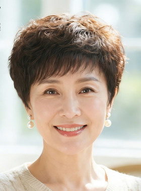 假发全头套女永久烫真人发丝短卷发日常全真发自然中老年帽子妈妈