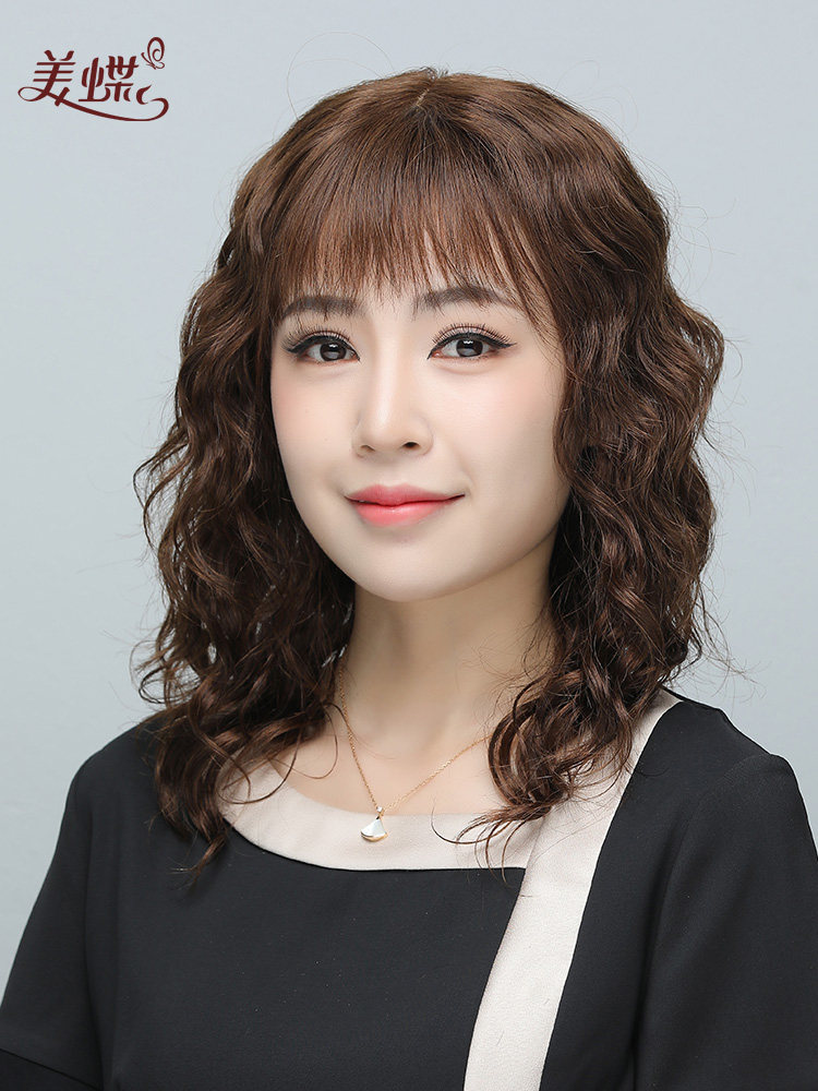 假发女长发卷发全头套式自然头发中老年女士妈妈发套真发全真人发