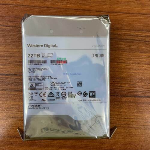 现货供应西数 22TB HC570 SATA 6GB/S 全新硬盘