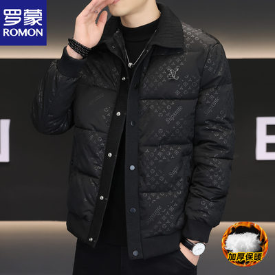 罗蒙轻商务男士翻领羽绒棉衣外套