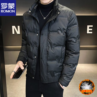 罗蒙品牌男装立领羽绒服2025冬季新款潮流青年白鸭绒加厚保暖外套