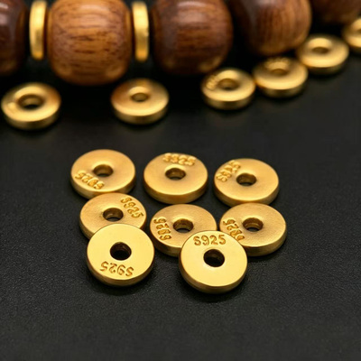 S925银制品 包金隔片文玩编织手串手链佛散珠子水晶猴头菩提垫片