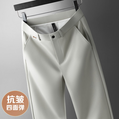 高档奢华 男士休闲裤春秋款轻商务免烫西裤男直筒宽松夏季男裤子