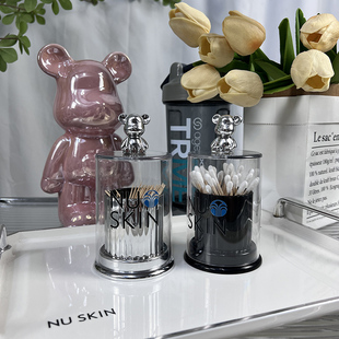 如新周边NUSKIN小熊牙签筒亚克力牙签盒创意牙签筒家用棉签牙线收