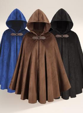 万圣节中世纪复古战士披风斗篷cosplay成人吸血鬼长袍巫师袍服装