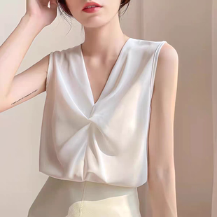 白色雪纺遮肚吊带背心女西装内搭夏季性感宽松显瘦甜辣无袖上衣
