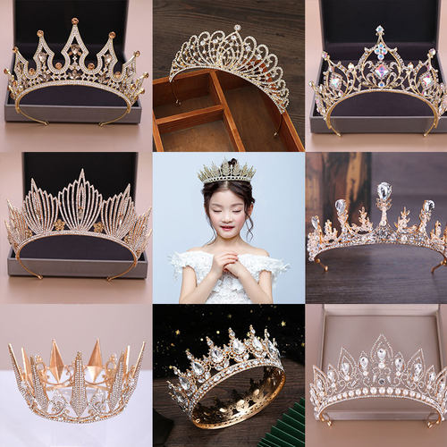 金色公主风王冠礼服走秀表演发箍