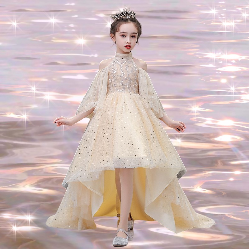 儿童礼服新品婚纱前短后长拖