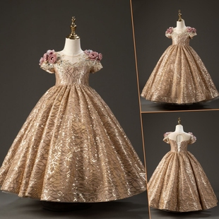 女童礼服公主裙气质连衣裙高端少儿童晚礼服演出服钢琴演奏主持人