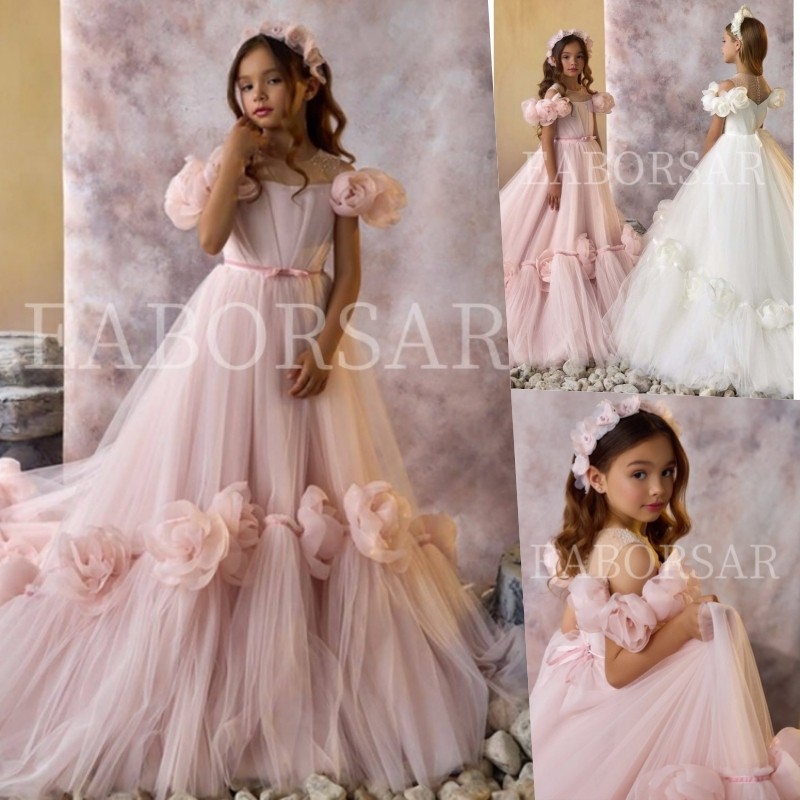 女童礼服连衣裙季中大童立体花朵