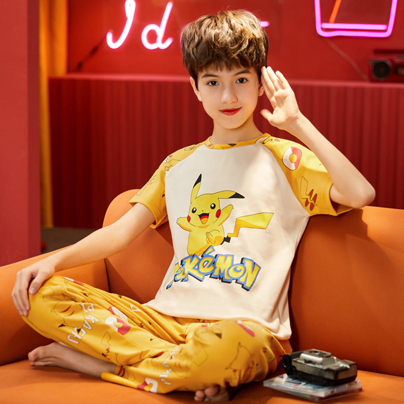 睡衣男童夏季短袖长裤纯棉家居服