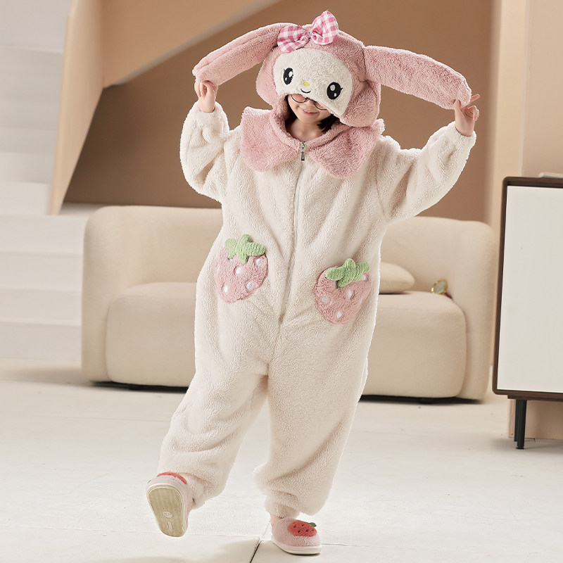 儿童连体睡衣珊瑚绒女童宝宝秋冬季女孩法兰绒爬服卡通婴幼儿睡袋