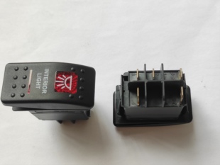 SOKEN品牌船型开关RK5跷板带红灯印INTER10RLIGHT大电流20A12VDC