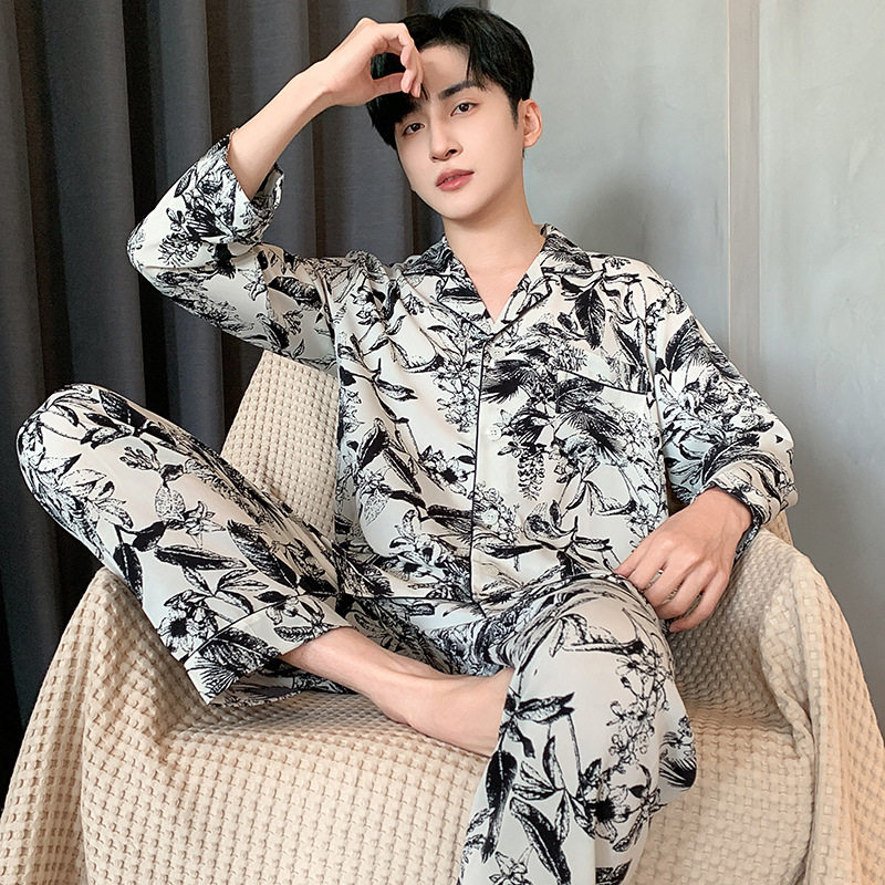 夏季睡衣男款春秋款2026新款男冰丝长袖高级感男士家居服男装秋季