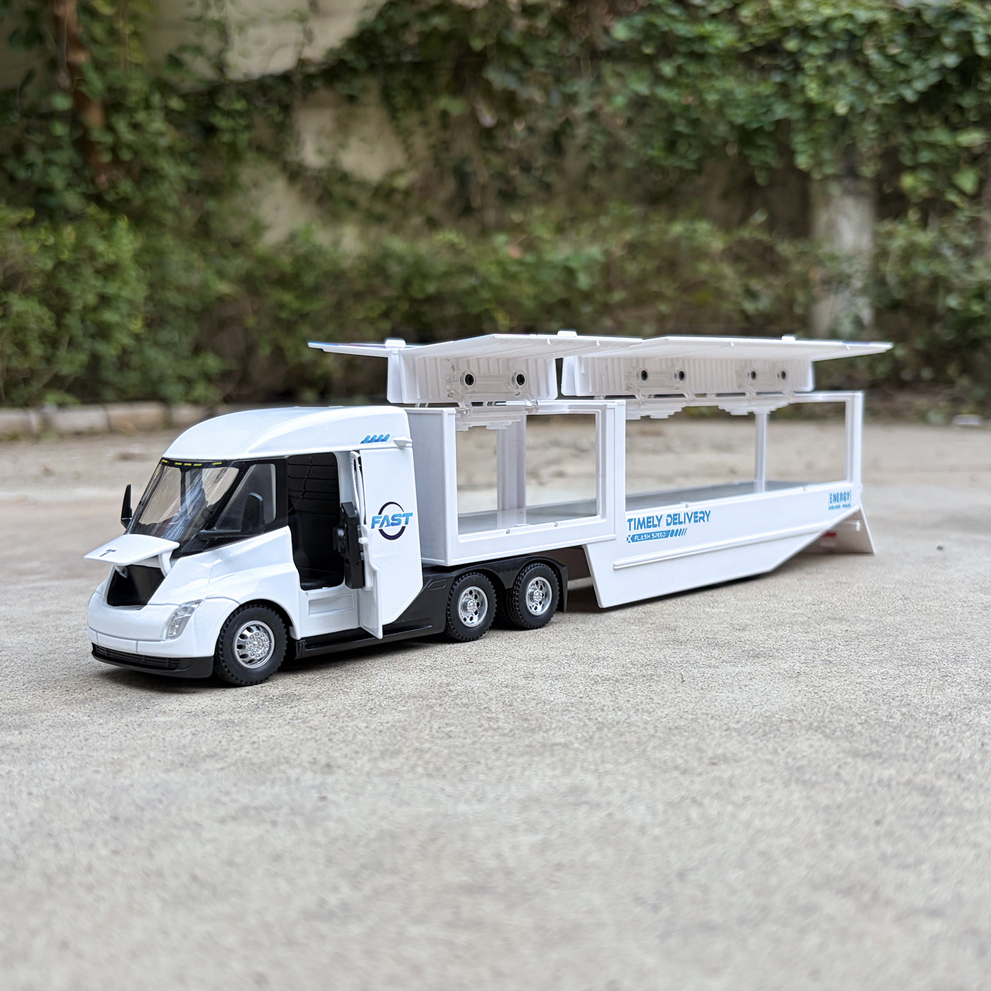 1:32特斯拉货运卡车合金工程车货柜车模型声光回力玩具车汽车礼物