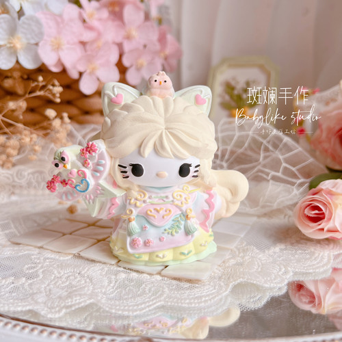 纸鸢kitty可爱kt猫桌面摆件香薰石膏娃娃白胚DIY涂色手工团建礼物
