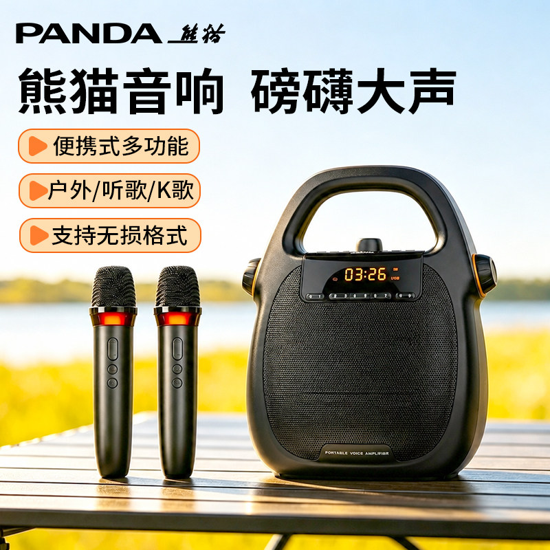熊猫家用音响户外音箱K歌带功放一体机手提移动广场舞蓝牙音响H5