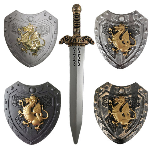 龙型盾牌武器道玩具儿童兵器勇士角色扮演古西方罗马幼儿表演刀剑