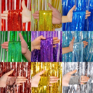 2米雨丝帘生日派对背景墙装饰流苏彩带拍照道具氛围感舞台