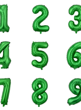 16寸数字铝箔气球派对节日装饰布场绿色气球