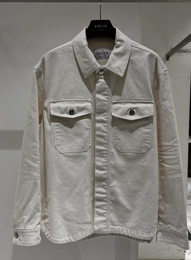 2025年秋季新款SOLID HOMME韩国代购高端男装白色休闲衬衫式夹克Q