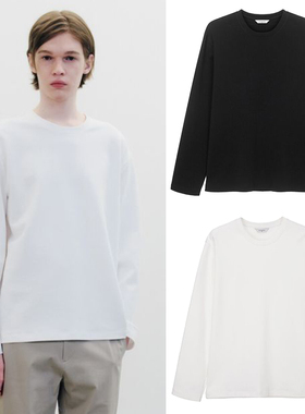 0101春款Mind Bridge心桥白色黑色圆领基础款弹力长袖T恤2色