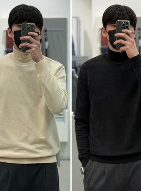 0120冬设计师GARNET乳白色纯色标准版型基础内搭毛高翻领针织衫