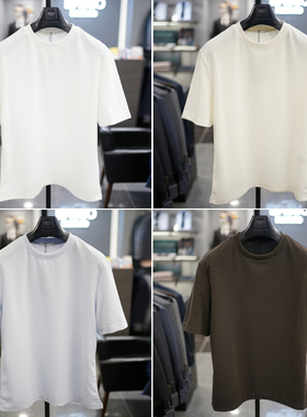 2026夏季新款BASSO白色纯色圆领棉混纺基础款男士休闲短袖T恤4色