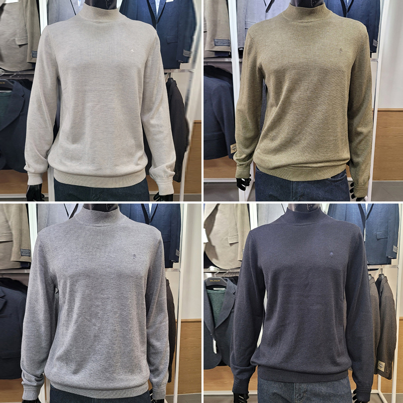 卡其绿色半高领羊毛针织衫4色