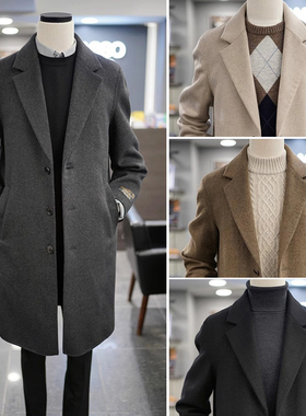 0130冬季BASSO棕色黑色羊毛混纺可拆卸鹅绒内里中长款毛呢大衣